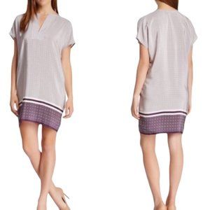 Vince Silk Trapunto Silk Geo Print Dress Medium V194650366